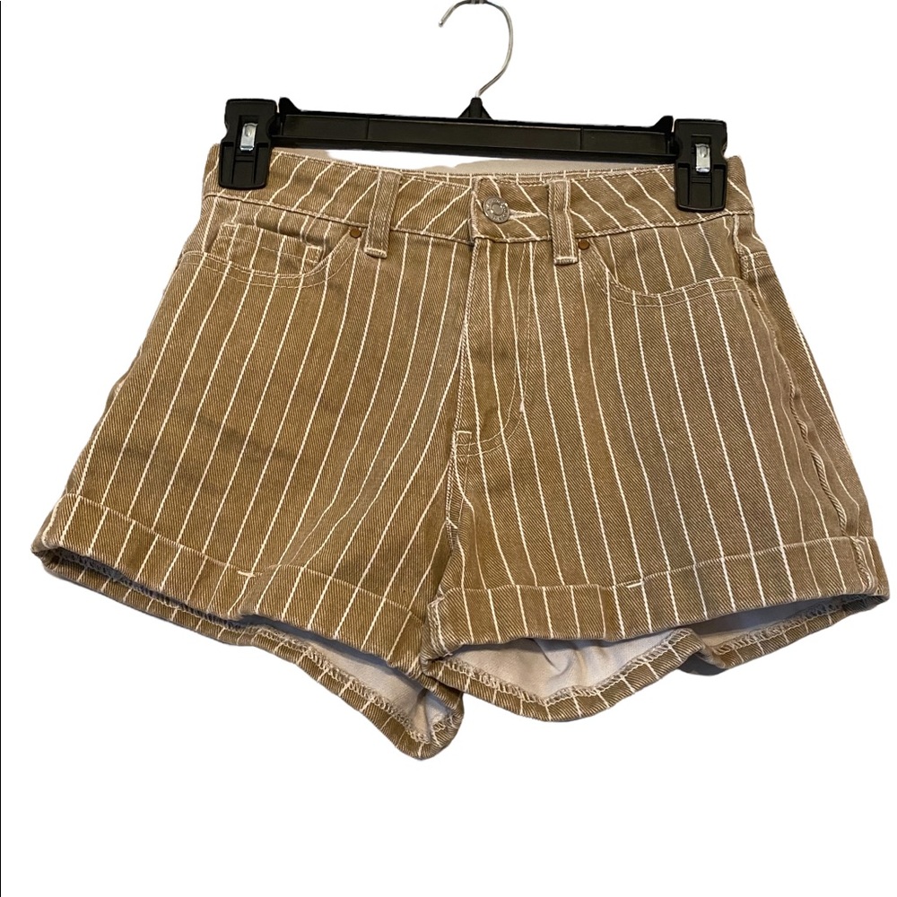 PacSun Khaki with White Stripes Mom Shorts